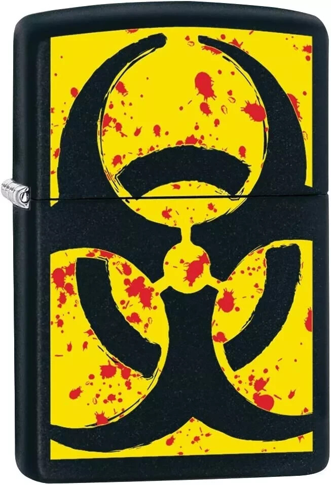 Зажигалка Zippo 24330, Дизайн с символом биологической опасности, Черная матовая зажигалка