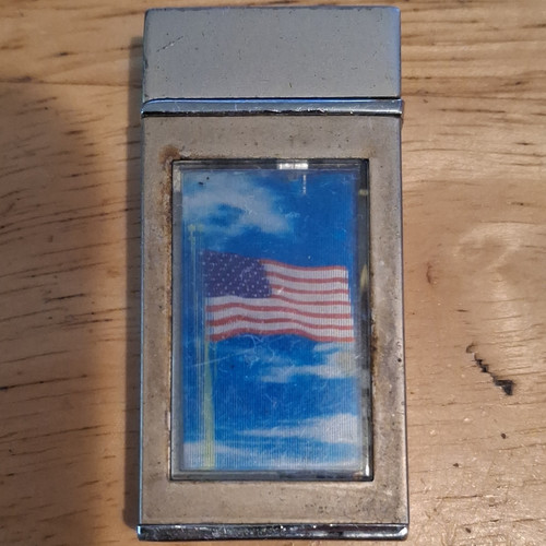 American Flag Patriotic Collectible Pocket Lighter with Metal Case