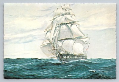 Vintage Eagle Cadet Training Ship Postcard Oil Painting by Henry Luhrs