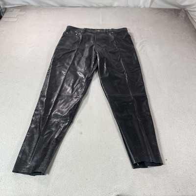 BC Ethic Leather Pants Mens 36x31 Black Faux Tapered Biker Rockabilly Ride Pant