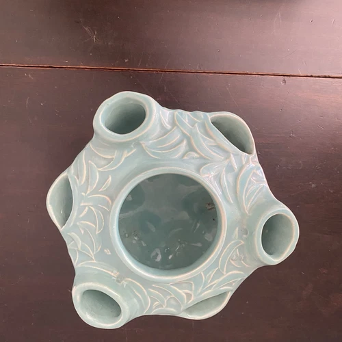 Vintage Aqua McCoy Pottery Ivy - Strawberry - Hens & Chicks Planter Pot