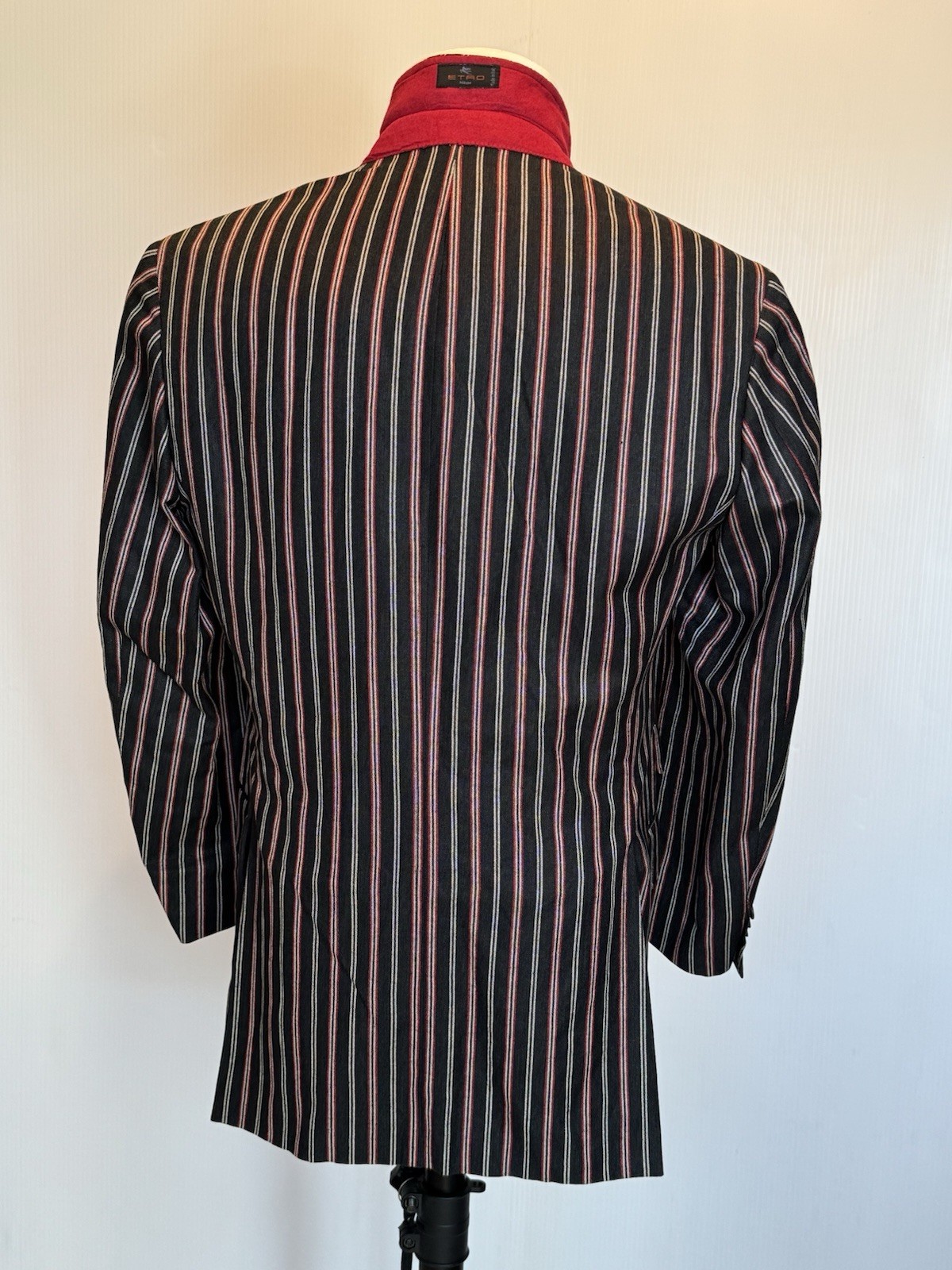 ETRO Milano BLACK Pink Pinstripe Mens Suit Jacket Med 38 39 40 image 7