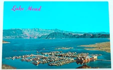 Lake Mead Marina Postcard Vintage Chrome Nevada Arizona Boats Aerial View Travel