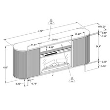 Luxury Fireplace TV Stand for Tvs up to 80 Inches, 70" Modern Fluted Entertai...