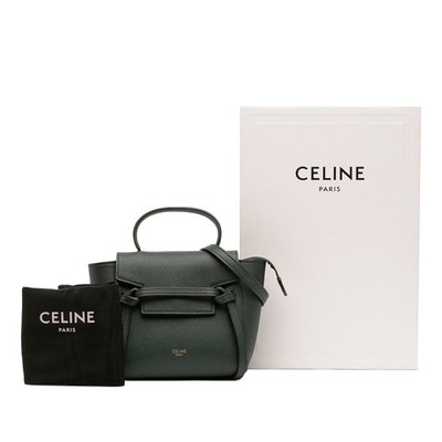 CELINE 80s〜90sヴィンテージ　ダークグリーン Celine Pico Grained Calfskin Belt Bag | Pre-Loved | Dark Green