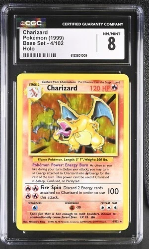 Pokemon TCG Charizard 004/102 Base Set Holo CGC 8