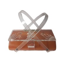 Vintage Double Handle Lucite Box Basket Purse - MCM - SEE DESC
