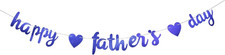 Navy Blue Glitter Happy Father's Day Banner - Best Dad Ever Bunting Backdrop - T
