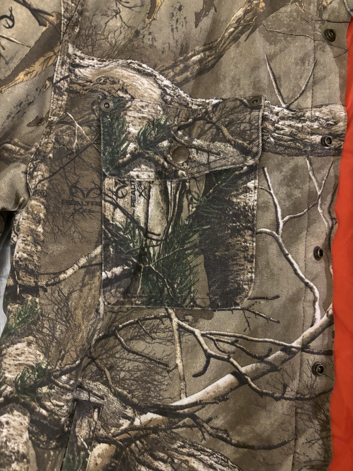 Carhartt Men's Insulated Camouflage Hunting Jacket Brown Orange Size M thumbnail 7