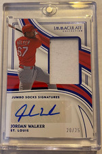 2023 Immaculate Jordan Walker Jumbo Socks Signatures Blue Auto 20/25 Cardinals