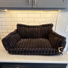 Funny Fuzzy Plush Cushion Dog Bed with Removable Cover Dark Gray