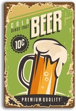 Beer Art Poster Retro Wall Decor Tin Metal Signs Poster for Bar Pub 8x12