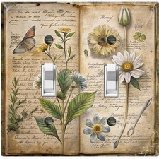 Metal Light Switch Outlet Cover Decorative Wall Plate Botanical Flower FWR218