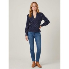 Athleta Blue V-Neck French Terry Sweatshirt Pullover Thumbholes XS