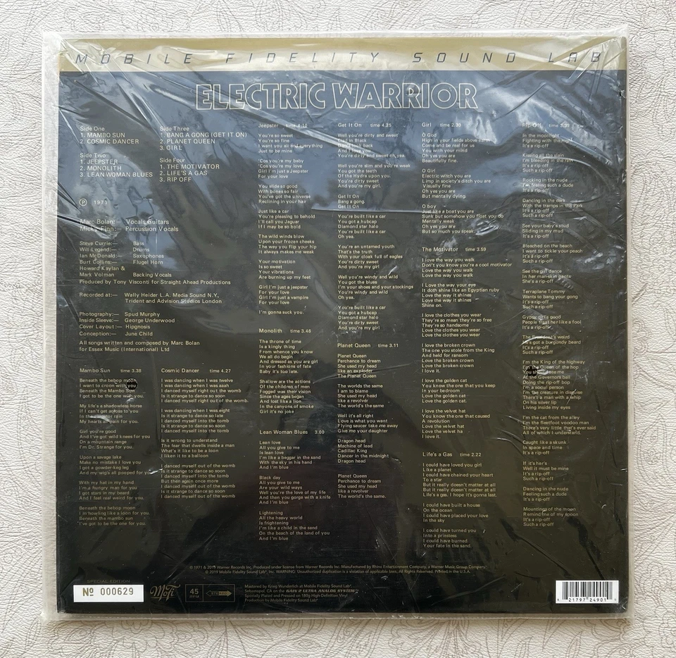 T REX Electric Warrior MFSL SEALED LP Low Number 000629 - Image 3 of 3