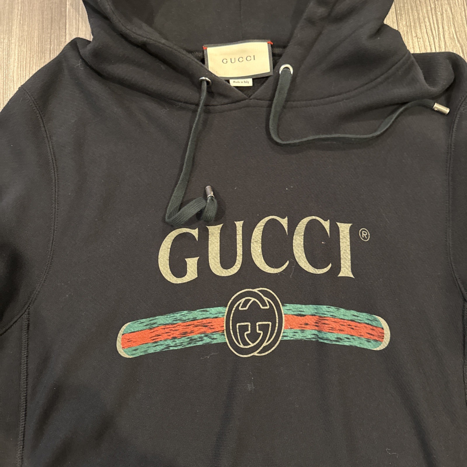 GUCCI Interlocking Logo Pullover Hoodie Black Vin… - image 2