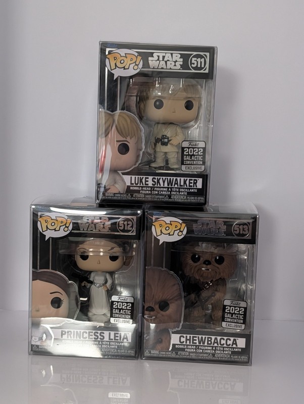 Lot Of 3 Funko Pop Star Wars Celebration 2022 Luke Leia Chewbacca 511 512 513 ^