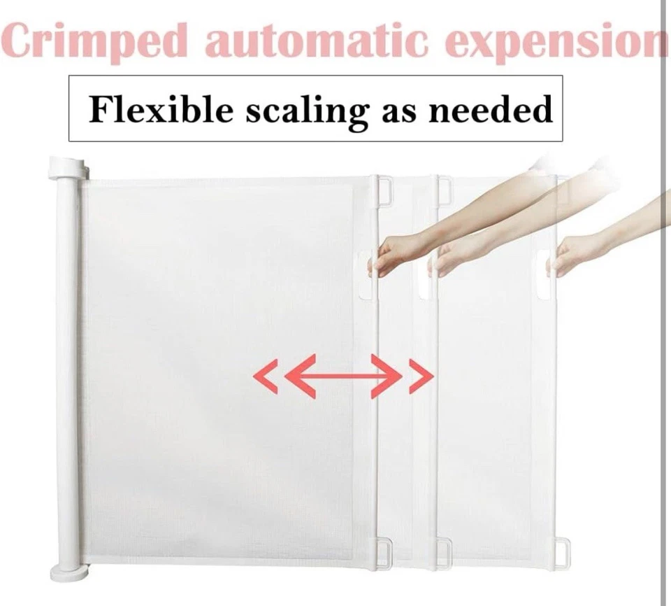 Portable Baby & Pet Safety Gate White Adjustable Barrier 80x140cm  - Image 3 of 4