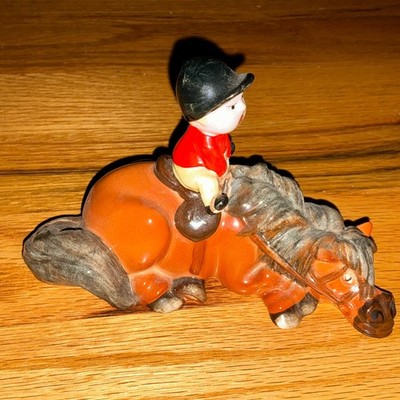John Beswick England Norman Thelwell Kick Start Porcelain Brown Horse Figurine