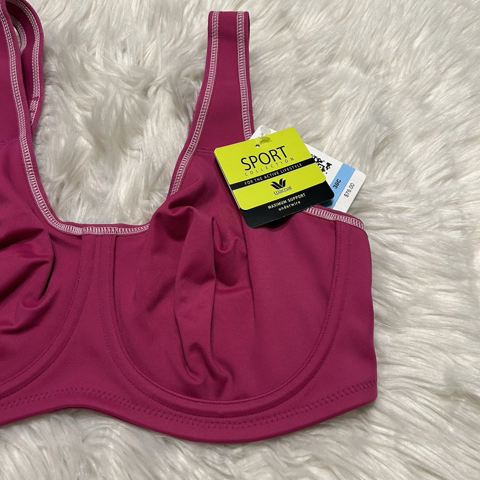 Sujetador deportivo Wacoal 38C rosa Simone soporte máximo 855170 con aros NUEVO $76 Foto 2 de 4