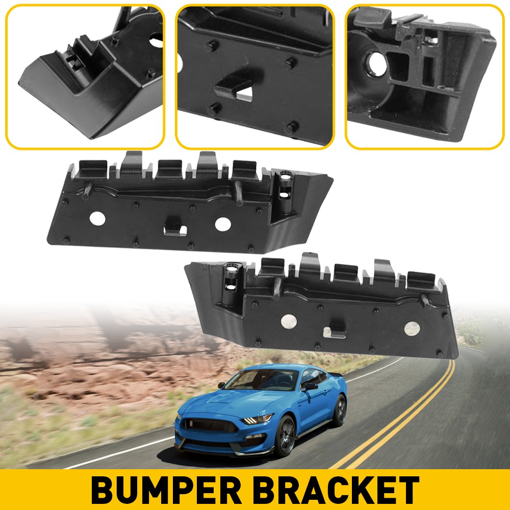 Black LH RH Front Bumper Support Bracket Kit For Ford Mustang 2015 2016 2017 New