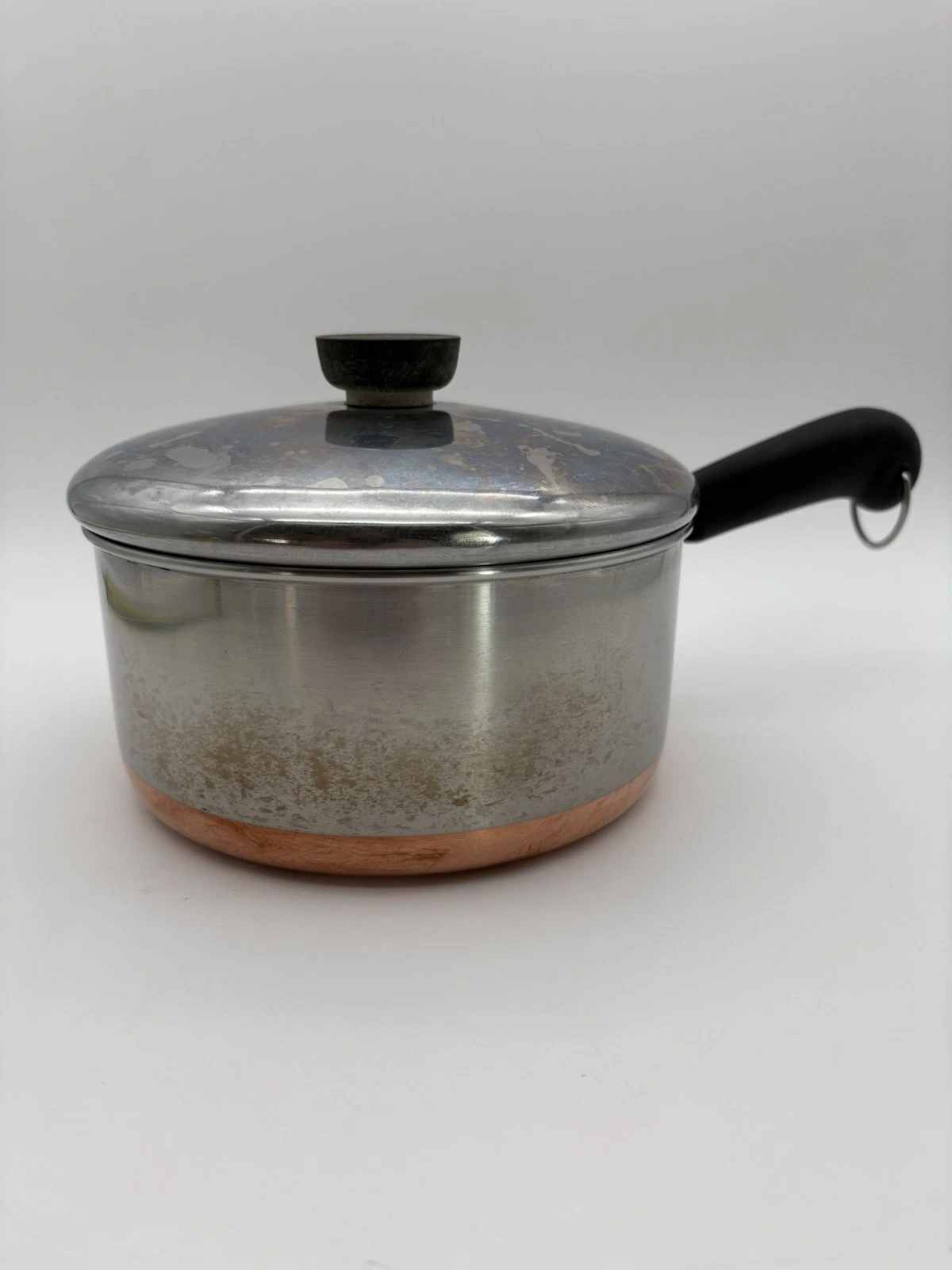 Vintage Revere Ware 2 qt Sauce Pan, Copper Bottom, Stainless Steel, With Lid, 93