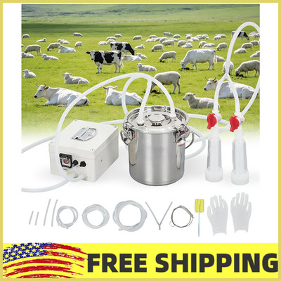 Portable 2-in-1 Electric Milking Machine for Cows &Goats W/3L Bucket 12V 5200mAH