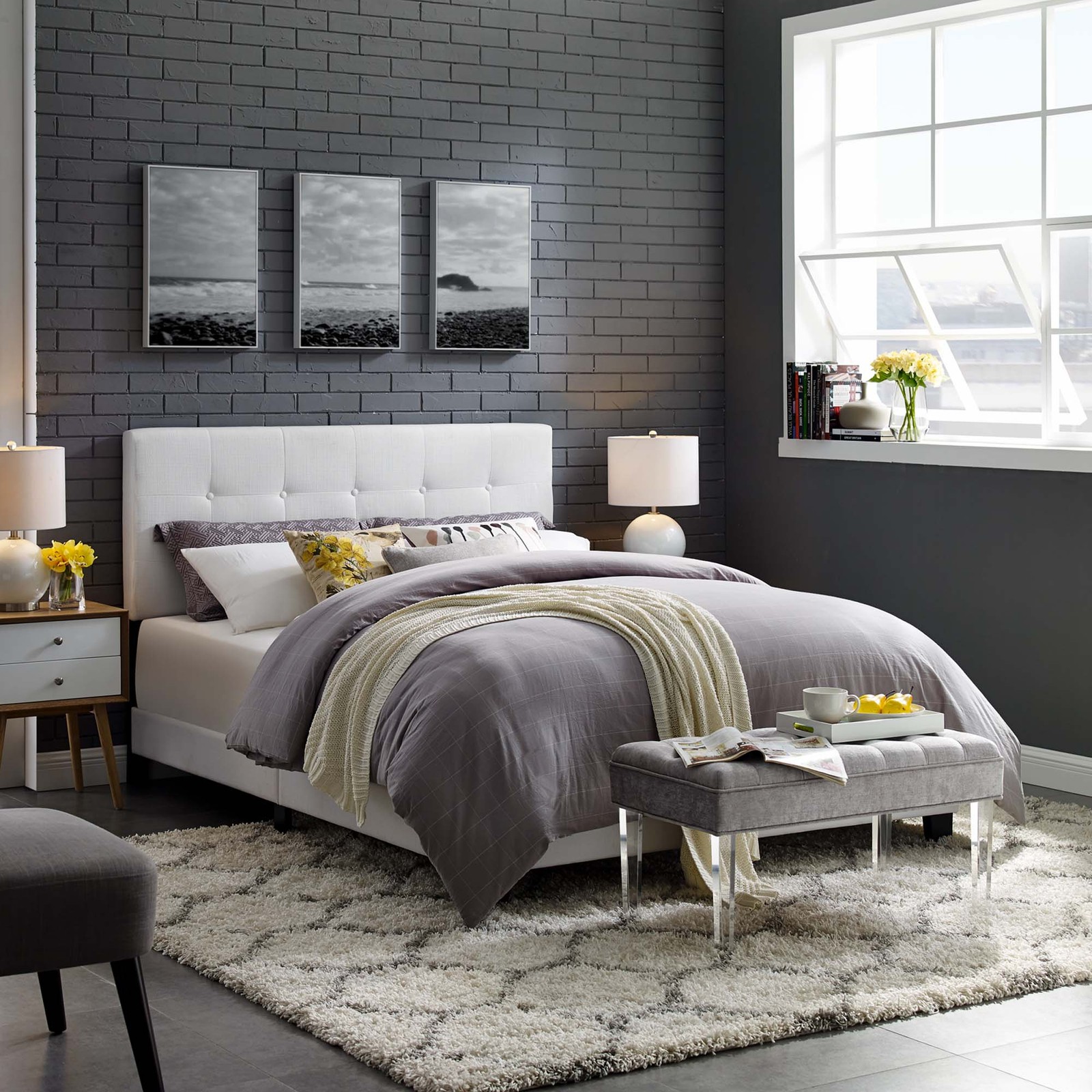 With Headboard In White