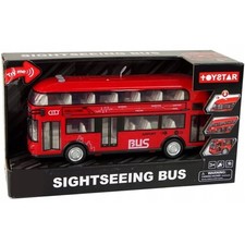 London Double Decker Bus Toy Light Up Bus Pull Back Friction Sound Music Lights