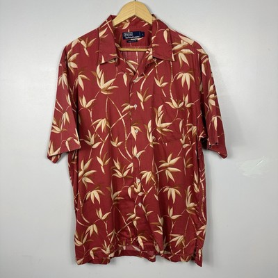 Polo Ralph Lauren Hemd Floral Vintage Camp Kragen Hawaii Baumwolle, Herren Large
