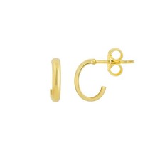 Small J Half Hoop Earrings Real 14K Yellow Gold 1.10 grams