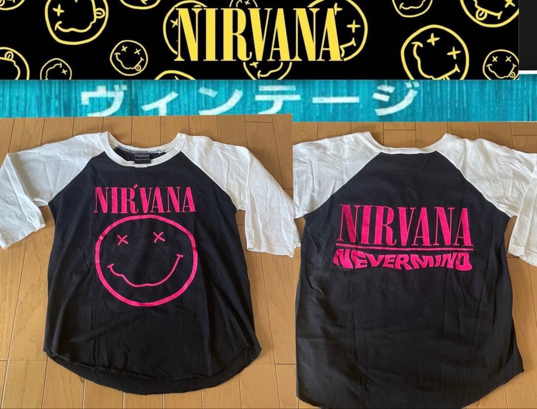 90S Vintage Nirvana Raglan T-Shirt Women Rare Band Animation Model Limited Editi