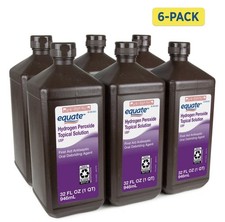 Equate Hydrogen Peroxide Topical Solution - First Aid Antiseptic 32 FL OZ 6-Pack
