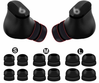 6 Pairs Double Flange Compatible with Beats Studio Buds S/M/L, 2 flange black 