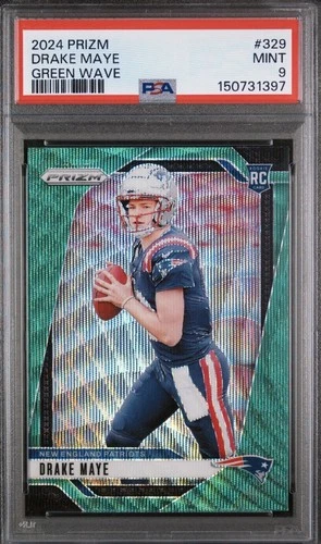 Drake maye 2024 prizm green wave RC #329 psa 9