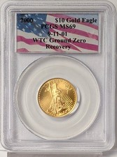 2000 $10 Gold American Eagle 1/4 oz - PCGS MS69 WTC Ground Zero Recovery - B198