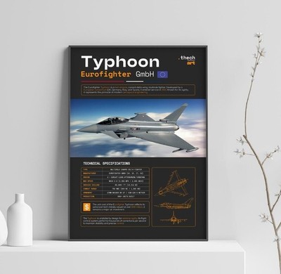 Eurofighter Typhoon Blueprint, Modern Jet Fighter Art