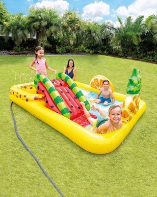 Intex 57158EP Fun'N Fruity Outdoor Inflatable Kiddie Pool Play Center with Slide