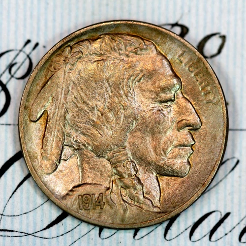 * 1914-P * SOLID+ GEM BU MS BUFFALO NICKEL * FROM ORIGINAL COLLECTION