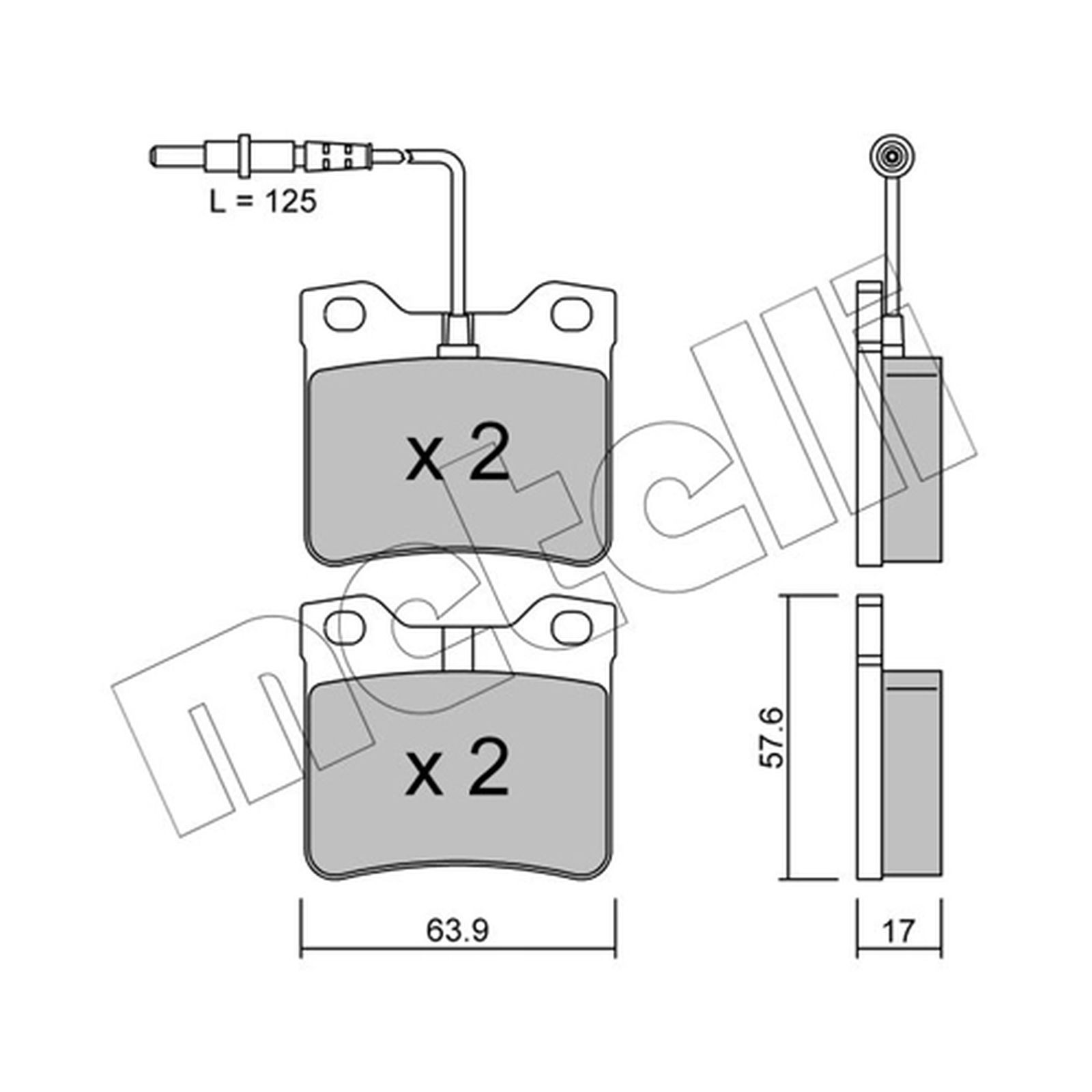 1x ORIGINAL® Metelli 22-0192-0 Bremsbelagsatz, Scheibenbremse Hinten, inkl.