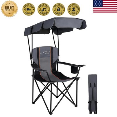 Comfortable Oversized Chair with Adjustable Canopy - Ideal for Fishing & Camping