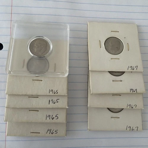 Lot Of 9 Dimes (1965 & 1967)