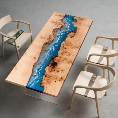 Holztisch Boden River Table Art River Tischplatte Epoxidharz Resin...