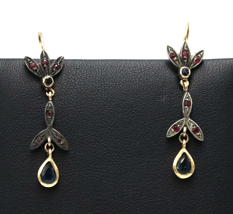 Boucles D'Oreilles Pierres Fines - Rubis, Saphir, Perle & Cyanite - Or Gold Filled - ROSEMIMOSA