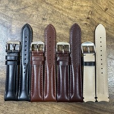 Curved End Genuine Leather Watch Strap Band Universal Wrist Bracelet 20 22mm