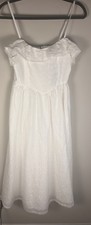 Lulus White Eyelet Prairie Midi Dress Size Small NWT Romantic Hippie