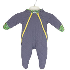 Baby Boden Quilted Snowsuit 6 12 Months Gray Zoo Print Lining