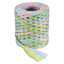 164yd Raffia Ribbon, Green/Yellow/Pink/Blue, for Decoration