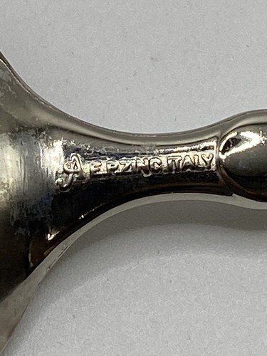SET CUCCHIAIO/FORCHETTA VINTAGE A.E.P.ZINC ITALIA PLACCATO ARGENTO PER INSALATA - Foto 5 di 6