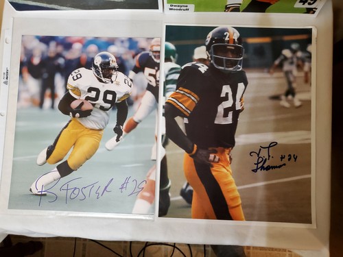 set of 4 autographed former pittsburgh steelers photos woodruff thomas foster - Picture 3 of 5